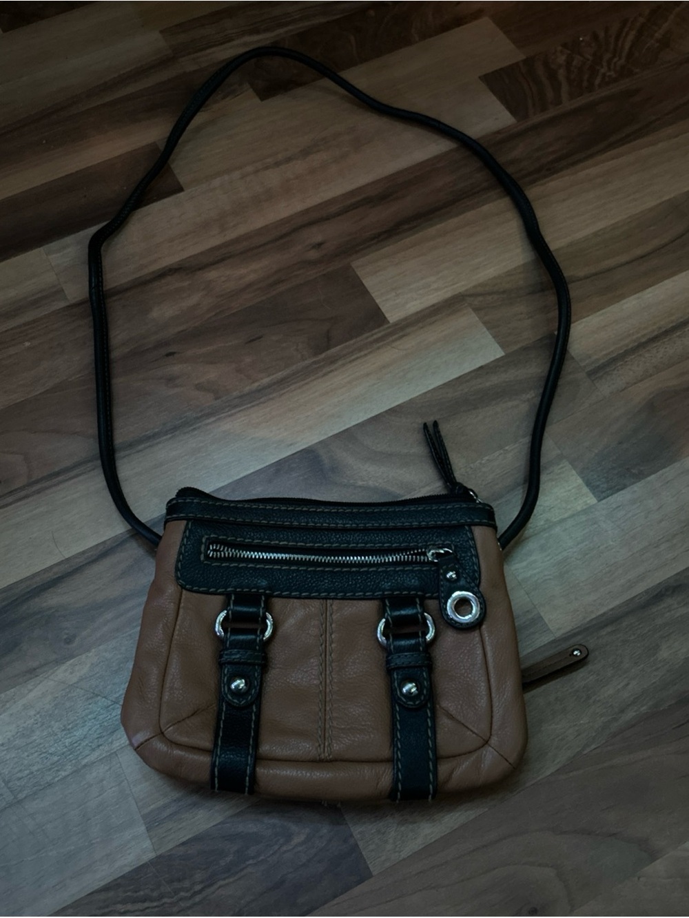 Brown and Black Danier leather Bag
